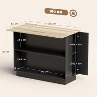 HOMCOM Isla de Cocina Mueble Auxiliar de Cocina con 2 Estantes Abiertos 2 Puertas y Estantes Ajustables Estilo Moderno Carga 100 kg 105x60x82 cm Negro y Roble - details 2
