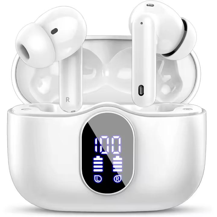 Auriculares Inalámbricos, Bluetooth 5.3, con Micrófono HD, Pantalla LED Estéreo HiFi, Cancelación de Ruido, Controladores Dinámicos de 13 Mm, Auriculares Impermeables IP7 - 1