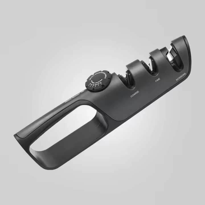 Afilador de Cuchillos Profesional de Acero al Tungsteno - 3 Etapas para Afilado Perfecto, Base Antideslizante, Ideal para Cuchillos de Cocina, Tijeras y Herramientas - Color Negro - 1