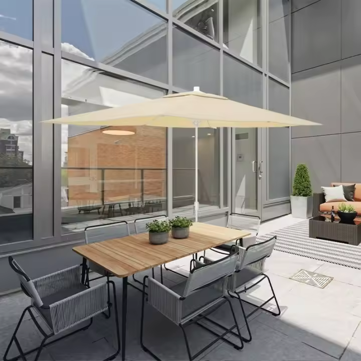 Marbueno Sombrilla Acero 6 Varillas 200x300 cm Beige Jardin - 1