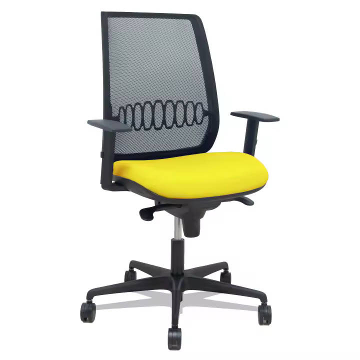 Silla Alares sincro malla negra bali amarillo brazo regulable - 1
