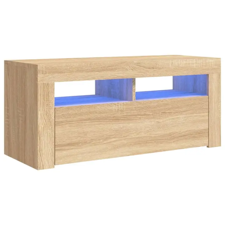 Mueble TV combinadoMueble de TV con luces LED roble Sonoma 90x35x40 cm - 1