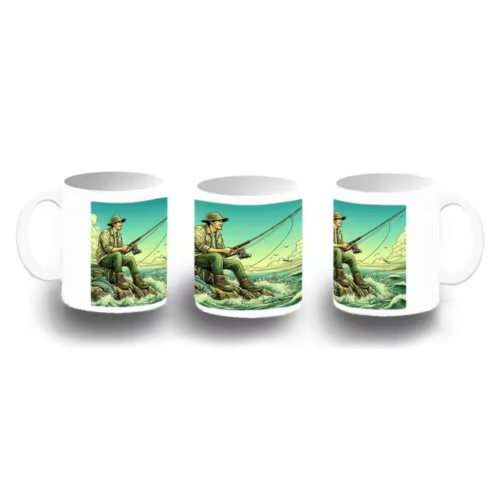 MERCHANDMANIA TAZA FOTOLUMINISCENTE deporte pesca pescador agua peces playa brilla oscuridad - 1
