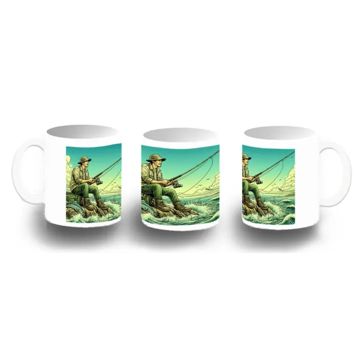MERCHANDMANIA TAZA FOTOLUMINISCENTE deporte pesca pescador agua peces playa brilla oscuridad - 1