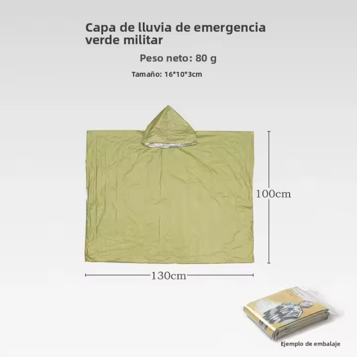 Poncho De Lluvia Emergencia Reutilizable Impermeable Para Hombres Y Mujeres Camping Senderismo Equipamiento De Sobrevivencia Al Aire Libre Viajes - 1
