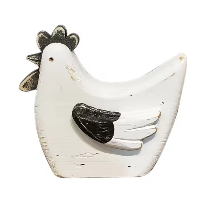 CAPRILO REGALOS & DECORACIÓN Figura Decorativa de Madera "Gallina Blanca". Adornos y Esculturas. Animales. Regalos Originales. Decoración Hogar. 15 x 5,50 x 14 cm. - 1