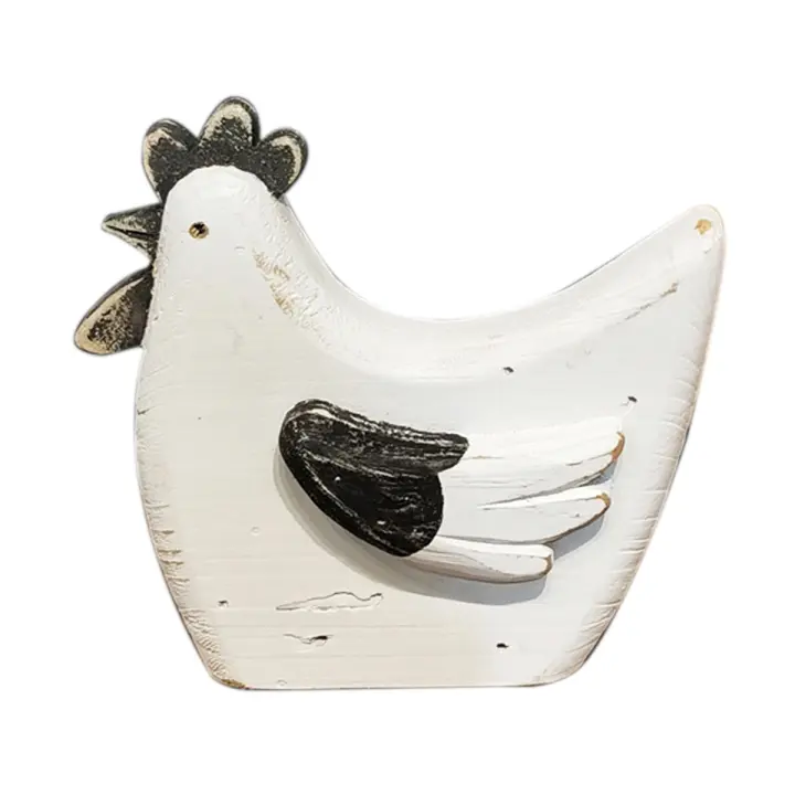 CAPRILO REGALOS & DECORACIÓN Figura Decorativa de Madera "Gallina Blanca". Adornos y Esculturas. Animales. Regalos Originales. Decoración Hogar. 15 x 5,50 x 14 cm. - 1