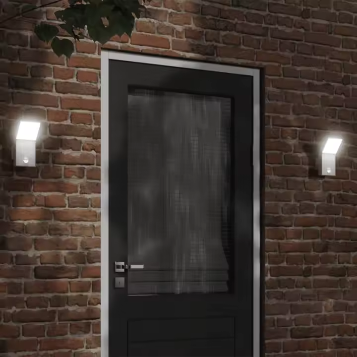 vidaXL Lámpara de pared de exterior LED con sensor aluminio blanco - 1
