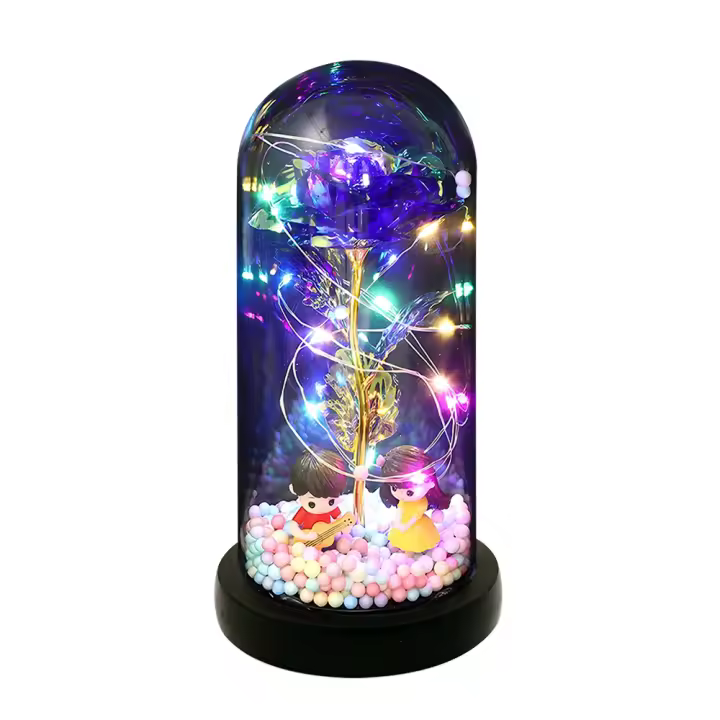 Regalo De Flores De Rosa Para Mujeres En Acrílico Con Domínio Luz Regalo Eterno De Flores Colores Para Mamá Y Fiesta De San Valentín - 1
