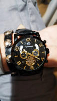 Reloj De Mezclilla Forsining Para Hombre Lujo Automático Mecánico Estilo Casual Mostrador Multifuncional Negro Dorado - details 14