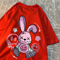 Camiseta De Algodón Para Hombre Con Diseño De Conejo Sentado T-shirt Casual Transpirable Suelta Para El Verano - details 32