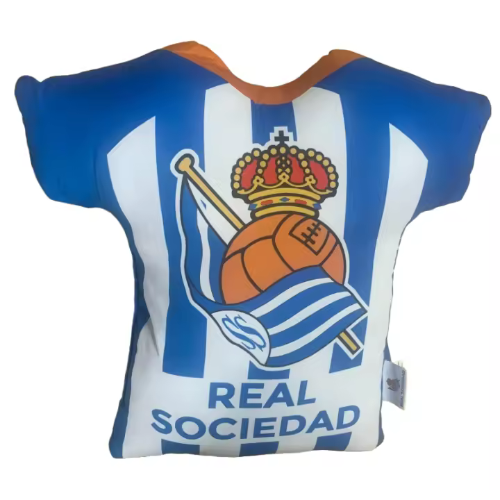 Cojín Real Sociedad 3D forma camiseta tamaño 42x42cm producto oficial CAMISRS84018 - 1