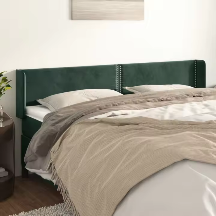 vidaXL Cabecero de terciopelo verde oscuro 183x16x78/88 cm - 1