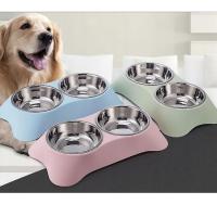 Comedero doble para perros, 2 cuencos de acero inoxidable de 300 ml, cuencos para perros pequeños, cachorros y gatos - details 0