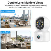 Cámara IP WiFi 6MP Con Lente Dual Pantalla Dual Monitor De Bebé Seguridad Doméstica Cámara PTZ Tracking Automático CCTV iCsee Blanco - details 1