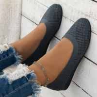 Zapatos Planos De Mujer Con Punta Redonda Y Color Sólido Zapatos Slip-on Transpirables Para Baile Casual Loafers De Tela De Algodón - details 0