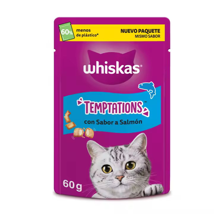 Whiskas Temptations Premios para Gatos Sabor Salmón 6x60g - 1