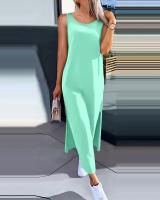 Vestido Largo De Mujer Estilo Casual Fashionable Con Encaje Espalda Descubierta Sin Mangas Cuello Redondo Ajustado Para Todas Las Estaciones - details 7