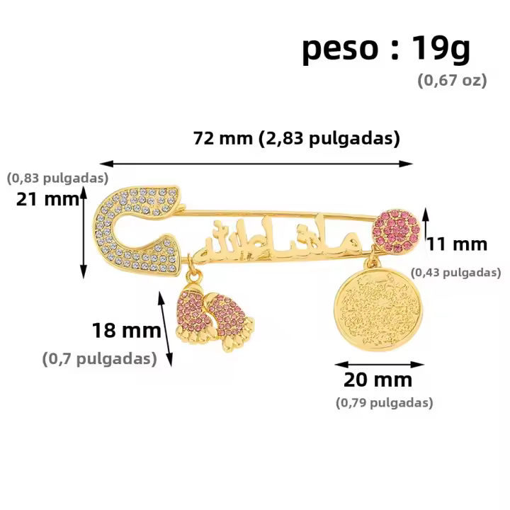 Broche De Zapato Islámico Con Diseño De Huella Dactilar Y Ojo Maléfico En Arabe Y Turco Joyería Turca Con Corán Para Bebés Broche De Moda Unisex - 1