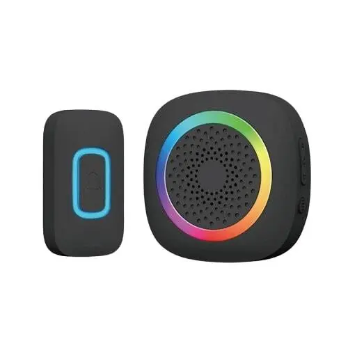 Timbre inalámbrico a Batería, éxito de 400 m, timbre inalámbrico RGB para Exterior, resistant to Agua IP66, 5 niveles de volumen (0-110 dB) y 60 melodías, ajustado para el hogar, el Hotel, La Oficina, Emergencias, etc. - 1