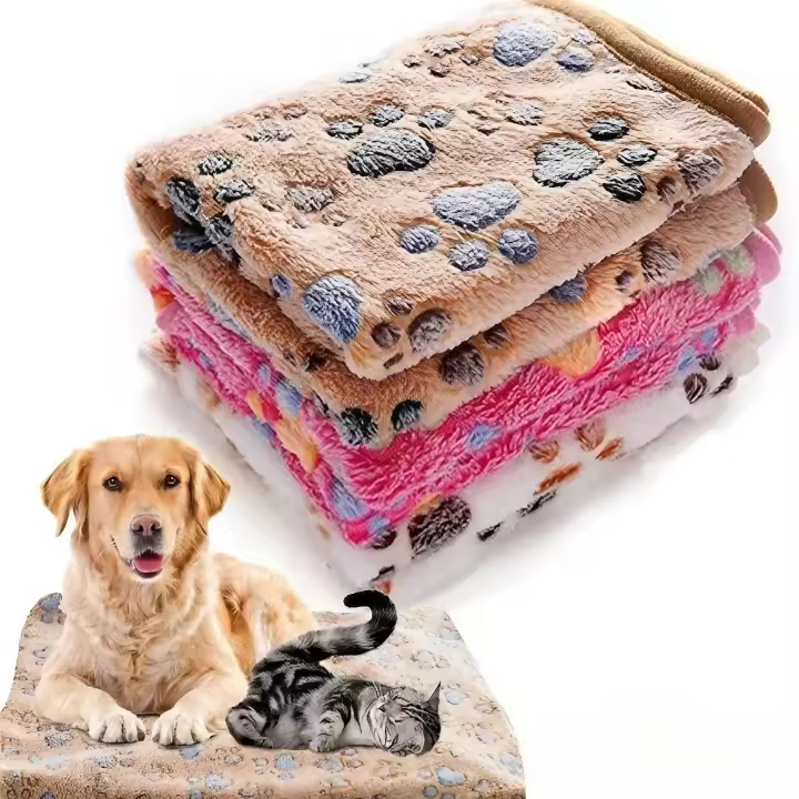 Manta De Mascota Suave Y Gruesa Con Patrón De Dibujos Animados Cómoda Y Cálida Para Perros Y Gatos Tamaño S/M/L Colores Variados - 1