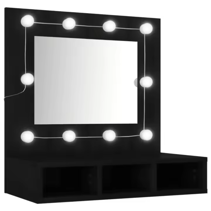 Mueble con Espejo y Negro LED 60x31,5x62 cm - 1