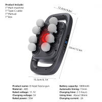 Masajeador De Cuerpo Con 8 Cabezales Fascia Gun Vibración De Alta Frecuencia Para Masaje De Espalda Y Cintura Masajeador De Cuello Y Hombros Material ABS - details 16