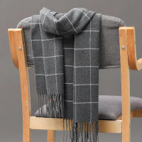 Bufanda De Cashmere Para Hombre Nueva 2023 Mantener Caliente Pashmina Neckerchief Con Borlas Estilo Casual Tartán Tamaño 180*30CM - details 0