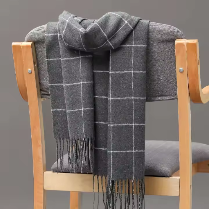 Bufanda De Cashmere Para Hombre Nueva 2023 Mantener Caliente Pashmina Neckerchief Con Borlas Estilo Casual Tartán Tamaño 180*30CM - 1