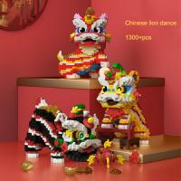 Juguete Creativo De Danza Del León Chino Ornamentos De Bloques Constructivos Pequeños Para Adultos Juguete De Artesanía - details 1
