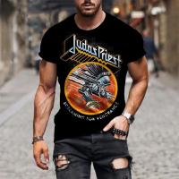 Camiseta Oversize Trend Street Hip Hop Para Hombre Con Estampado 3D De Judas Priest Cuello Redondo Manga Corta Moda Casual - details 7