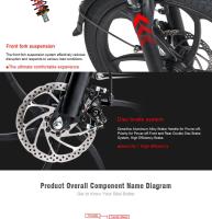 Bicicleta Moped Eléctrica Plegable Inteligente Samebike 20LVXD30, Motor de 350W, Velocidad Máxima de 35 km/h, Neumático de 20 pulgadas - details 11