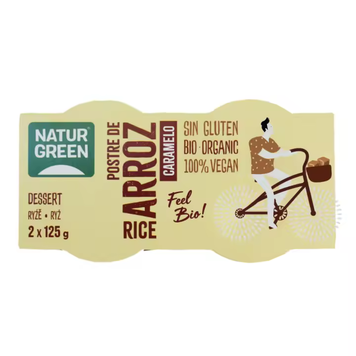 Postre de Arroz con Sabor a Caramelo Vegano y Sin Gluten 2x125g - NaturGreen - 1