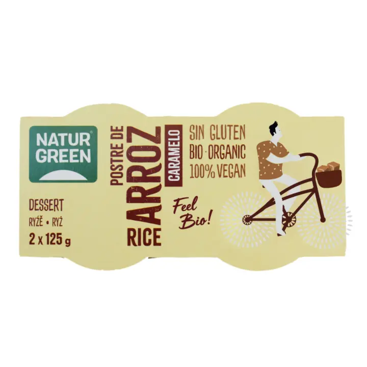 Postre de Arroz con Sabor a Caramelo Vegano y Sin Gluten 2x125g - NaturGreen - 1