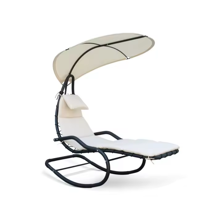 Mediawave Store KELLY columpio de jardín con cojín y sombrilla tumbona suspendida relax exterior diseño confort - 1