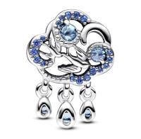 Pandora Moments Colgante en Forma de Nube de Plata de Lei Con Cristales en Azul Tragaluz, Estilar, Aguamarina Blanqueada y Hielo, Viene con El embalaje de Caja De Regno original. - details 0