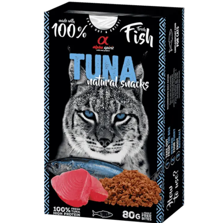 Alpha Spirit Snacks de Gato Natural sabor Atún – Pack 6x80 g | 100% Natural y Sin Cereales - 1