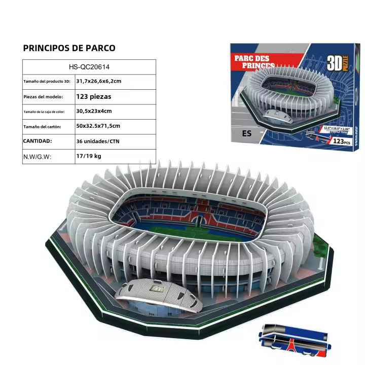 Modelo De Estadio De Fútbol 3D DIY PARC DEC PRINCES Juguete Educativo Para Niños Tamaño Grande Material Papel - 1