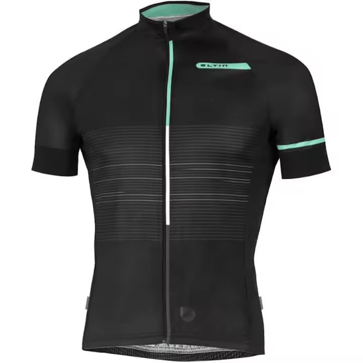 Maillot Ciclismo Eltin Verano Futurism Negro -Cian - Maillot cómodo de tejido elástico, con todas las funcionalidades que te asegurarán poder disfrutar plenamente del deporte - 1