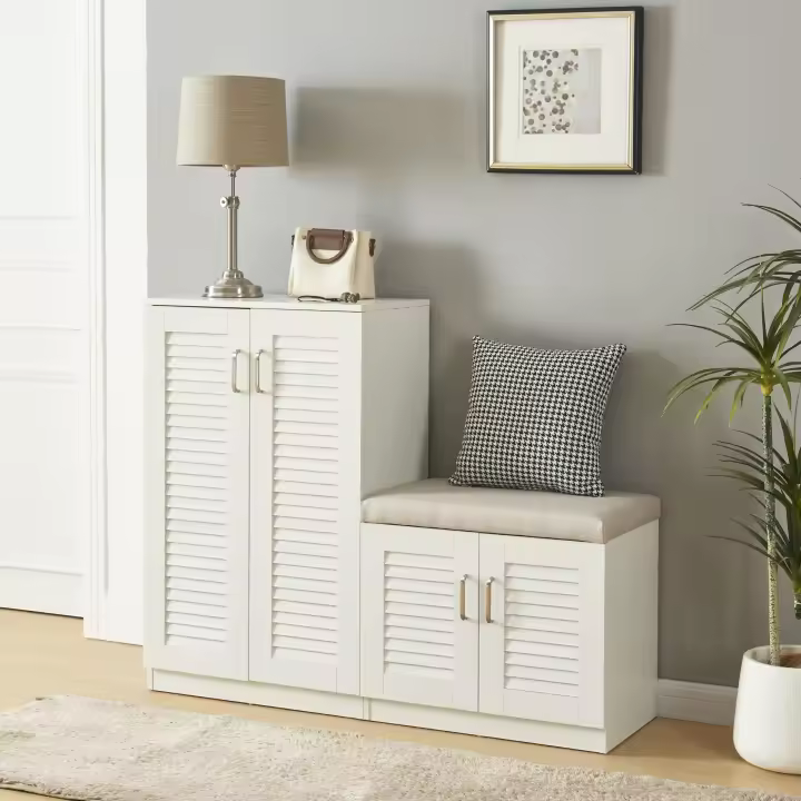 Mueble zapatero Løten 9 compartimentos para 18 pares MDF 97 x 120 x 36 cm - Blanco [en.casa] - 1