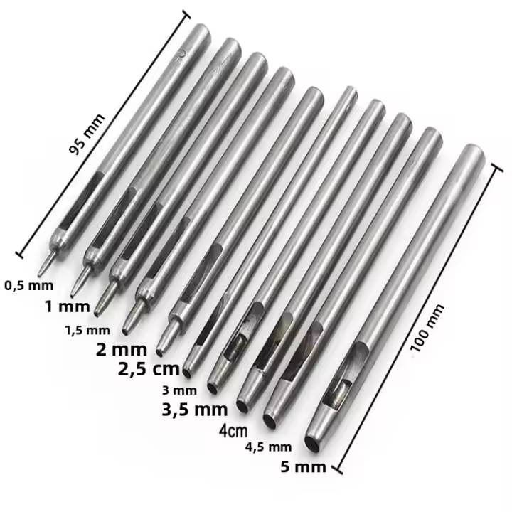 Juego Profesional De 10 Piezas De Punzón De Cuero Con Acero Hueco Para Cinturones Relojes Herramienta De Corte Redondo Para Manualidades DIY Punzón De Agujeros De Precisión - 1