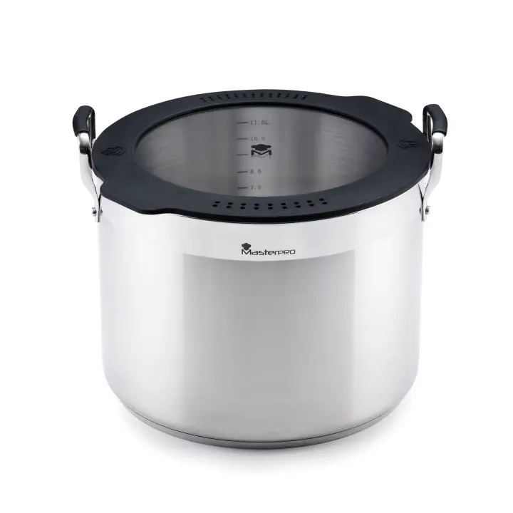 Cacerola Masterpro 28cm Acero Inoxidable Inducción con Tapa SMART - Versatilidad y Distribución del Calor - 1