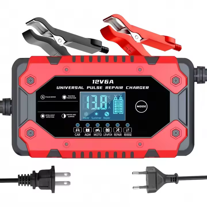 Chargeur Batterie Voitures 12V/6A, Chargeur de Batterie Intelligent Moto avec Fonction Réparation, Maintien de Charge Auto - 1
