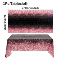 Mantel Negro Y Dorado Con Brillo Para Fiestas De Cumpleaños Y Bodas Decoración De Mesa En Tela Color Oro Y Rosa - details 7