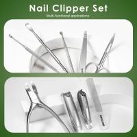 Set De Manicura Y Pedicura 9 Piezas Herramientas De Cuidado Personal Acero Inoxidable Con Estuche De Cuero PU Kit De Tijeras Y Cortauñas - details 2