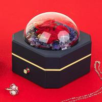Caja de Flores eternas para San Valentín, Caja de joyería con Anillo, Caja de reglio de joyería con tapa de Vidrio, Caja de joyería con caja octogonal de una capa - details 2