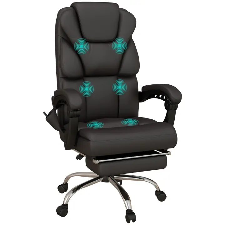 Silla de Oficina regulable en Altura con función de masaje, Silla de Oficina ergonómica, Silla de dirección, capacidad de carga hasta 120 kg, Marron - 1