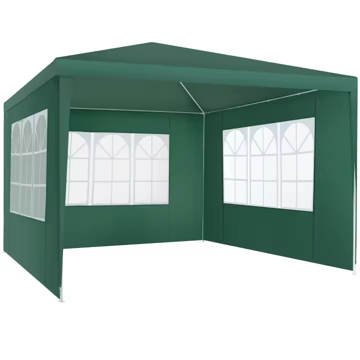 TECTAKE - Pabellón 3x3 m BARINAS con 3 laterales y resistente al agua, Versátil pabellón para fiestas en el jardín, festivales y más, 3 laterales desmontables con cierres por contacto y grandes ventanas, Estructura de acero resistente con revestimiento - 1