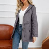 Abrigo De Trench De Algodón Para Mujer plus Talla Con Capucha Estilo Casual Cierre De Cremallera Manga Larga Color Sólido Para Otoño E Invierno - details 28