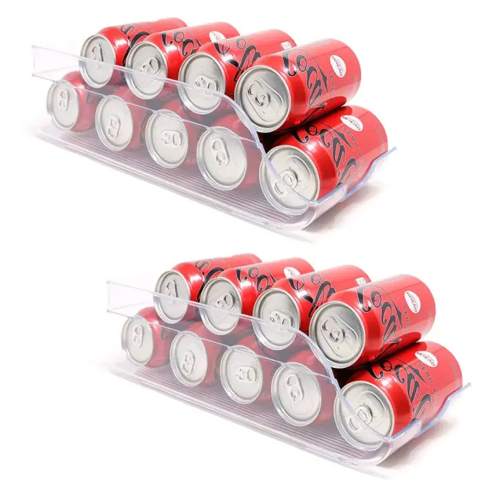 KROWN - Porta Latas de Plástico, Organizador Para Nevera, Soporte Dispensador de Bebidas Refrescos, Porta Bebidas de Lata, Refrigerador Cocina, Despensa de Alimentos, Organizador Nevera Transparente Envases de Plástico para Alimentos Fabricado en España - 1